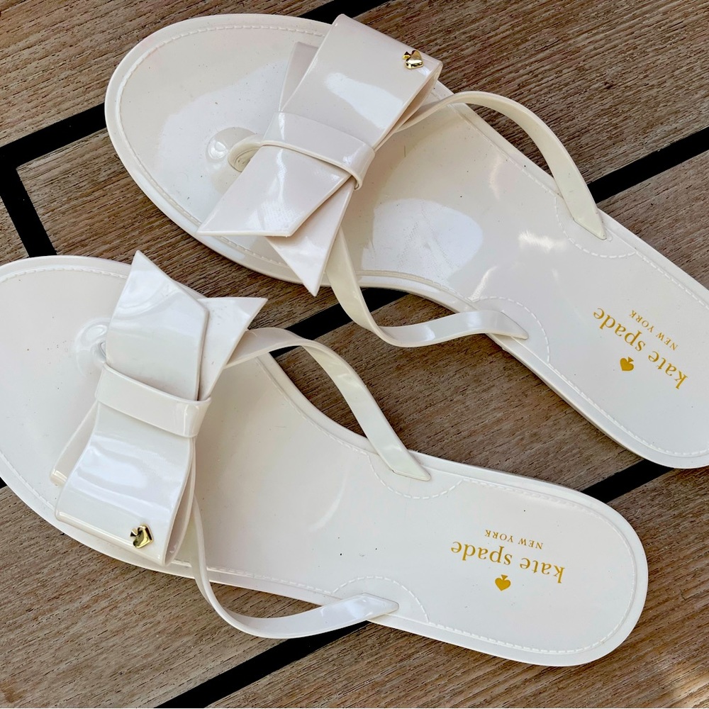 Kate Spade Bow Flip Flops, Cream, Women’s US 9, excellent condition, once worn